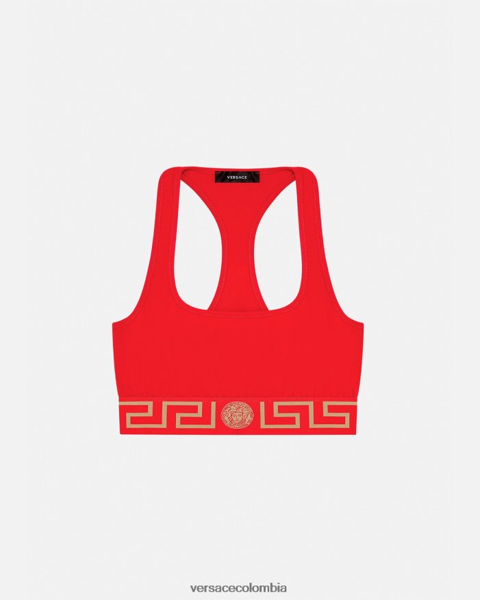 mujer sujetador deportivo con borde de greca Versace rojo 2RP40F1037 ropa interior y ropa de playa