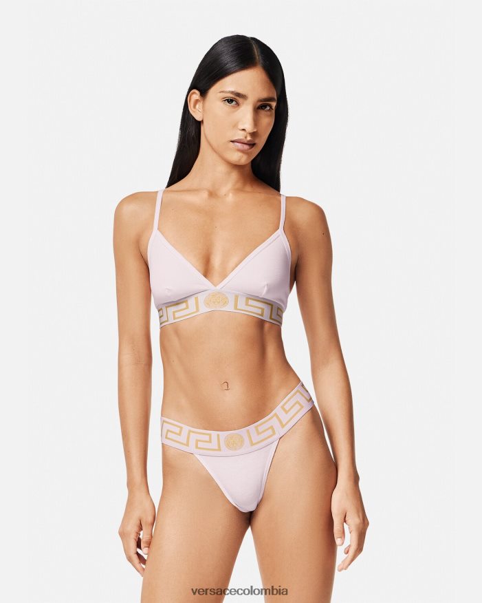 mujer tanga con borde de greca Versace Rosa claro 2RP40F1052 ropa interior y ropa de playa