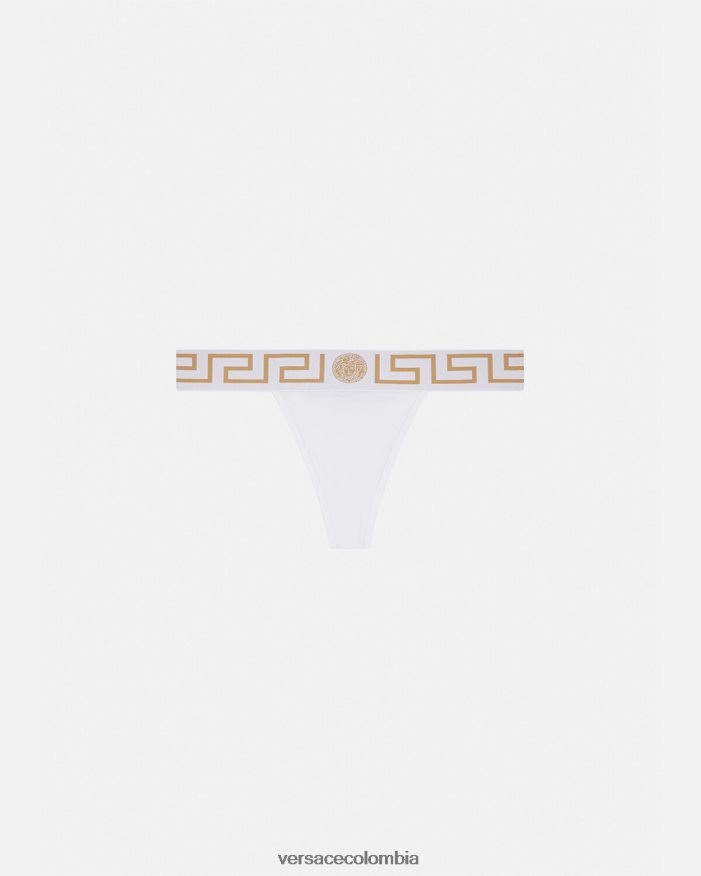 mujer tanga con borde de greca Versace blanco 2RP40F1049 ropa interior y ropa de playa