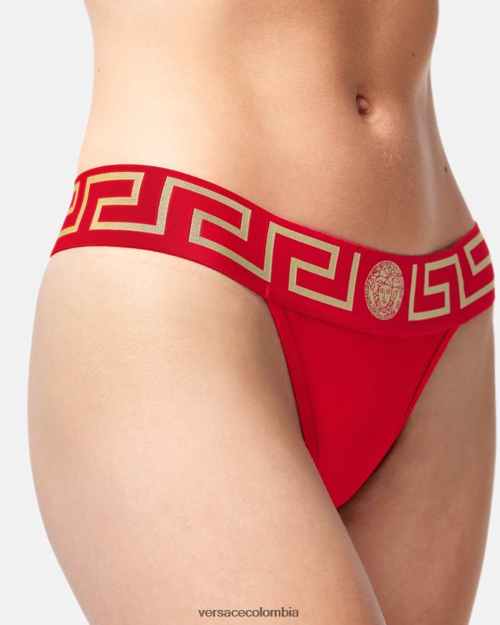 mujer tanga con borde de greca Versace rojo 2RP40F1050 ropa interior y ropa de playa