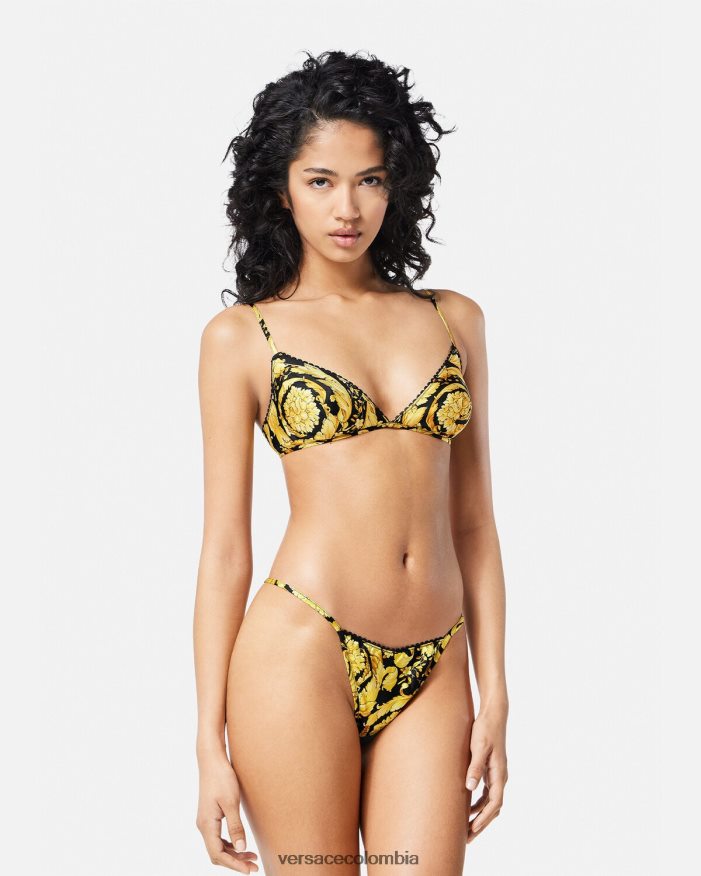 mujer tanga de seda con estampado barroco Versace imprimir 2RP40F1071 ropa interior y ropa de playa