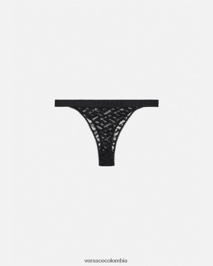 mujer tanga de tul la greca Versace negro 2RP40F1074 ropa interior y ropa de playa