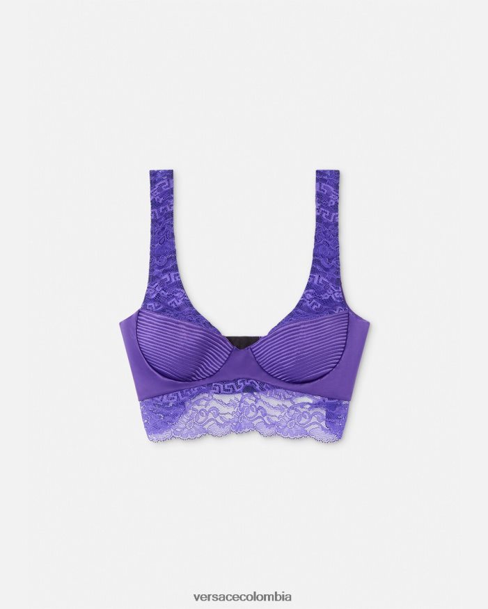 mujer top bralette de encaje Versace Violeta 2RP40F1076 ropa interior y ropa de playa