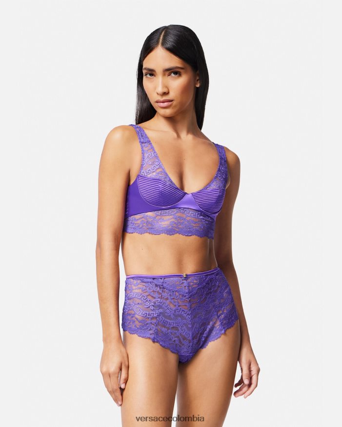mujer top bralette de encaje Versace Violeta 2RP40F1076 ropa interior y ropa de playa