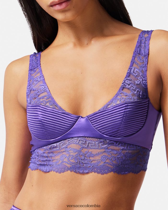 mujer top bralette de encaje Versace Violeta 2RP40F1076 ropa interior y ropa de playa