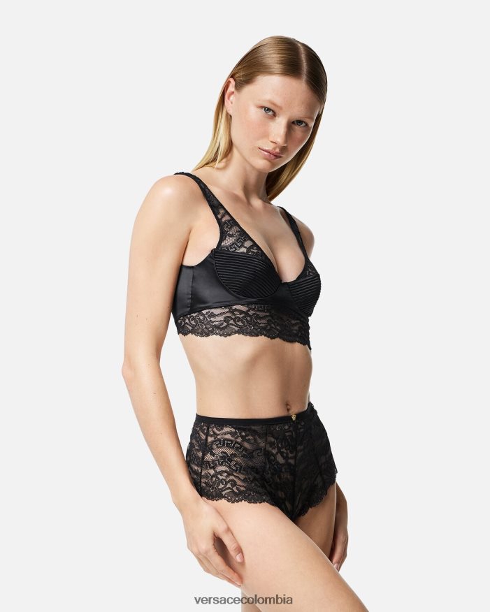 mujer top bralette de encaje Versace negro 2RP40F1065 ropa interior y ropa de playa