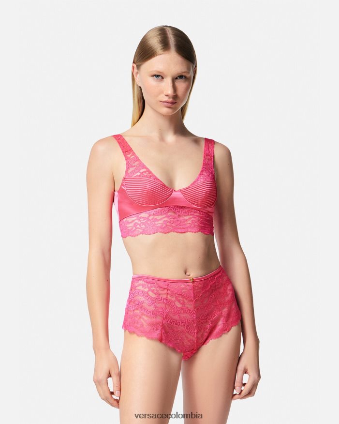 mujer top bralette de encaje Versace rosa 2RP40F1077 ropa interior y ropa de playa