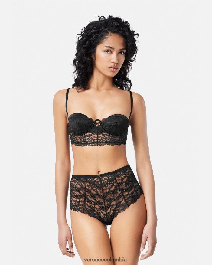 mujer top bustier de encaje barroco Versace negro 2RP40F1066 ropa interior y ropa de playa