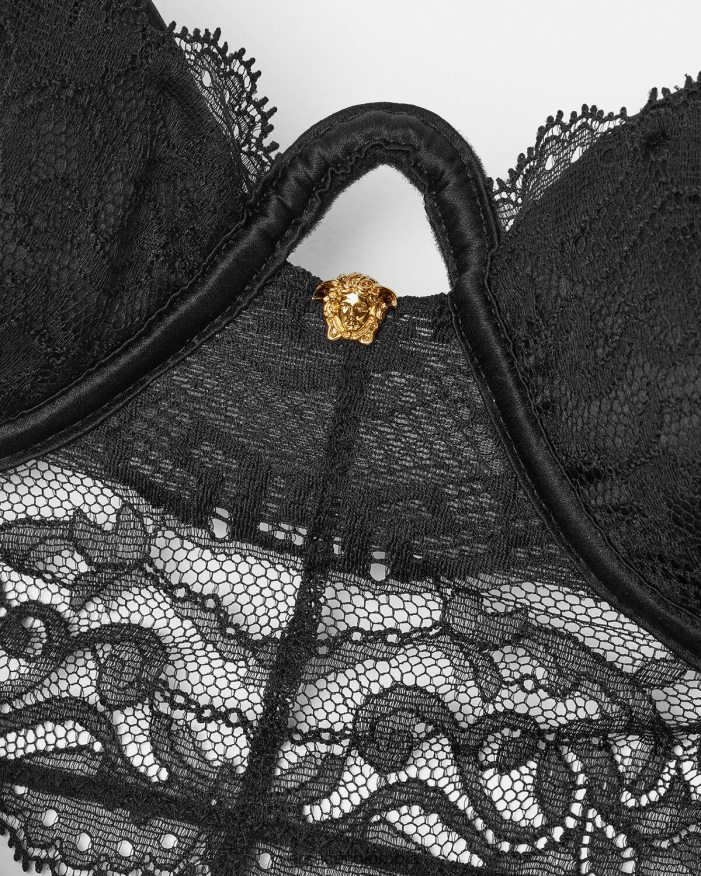 mujer top bustier de encaje barroco Versace negro 2RP40F1066 ropa interior y ropa de playa