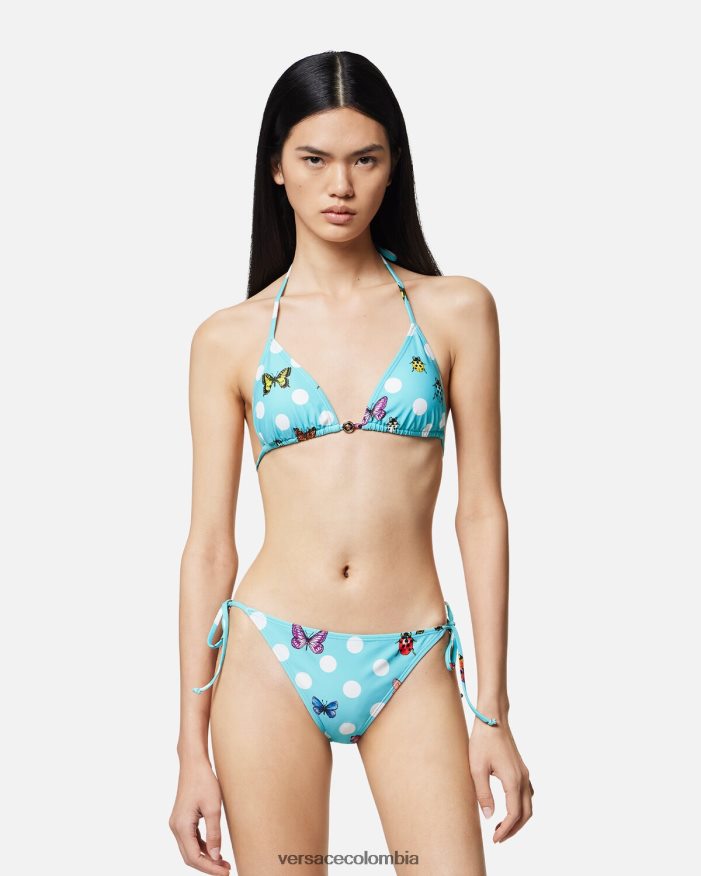 mujer braguita de bikini mariposas Versace azul 2RP40F1132 ropa interior y ropa de playa