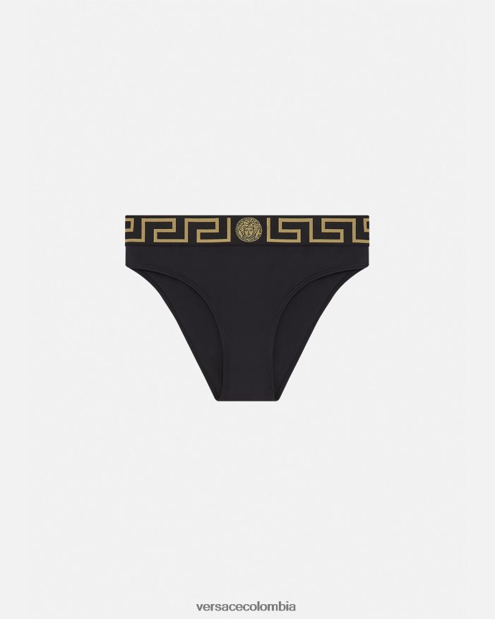 mujer braguitas de bikini con borde de greca Versace negro 2RP40F1156 ropa interior y ropa de playa