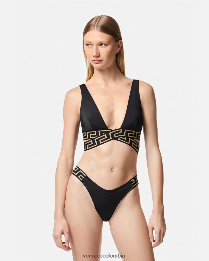 mujer braguitas de bikini con borde de greca Versace negro 2RP40F1157 ropa interior y ropa de playa