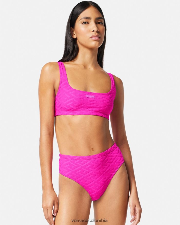 mujer braguitas de bikini de cintura alta la greca Versace fucsia 2RP40F1183 ropa interior y ropa de playa
