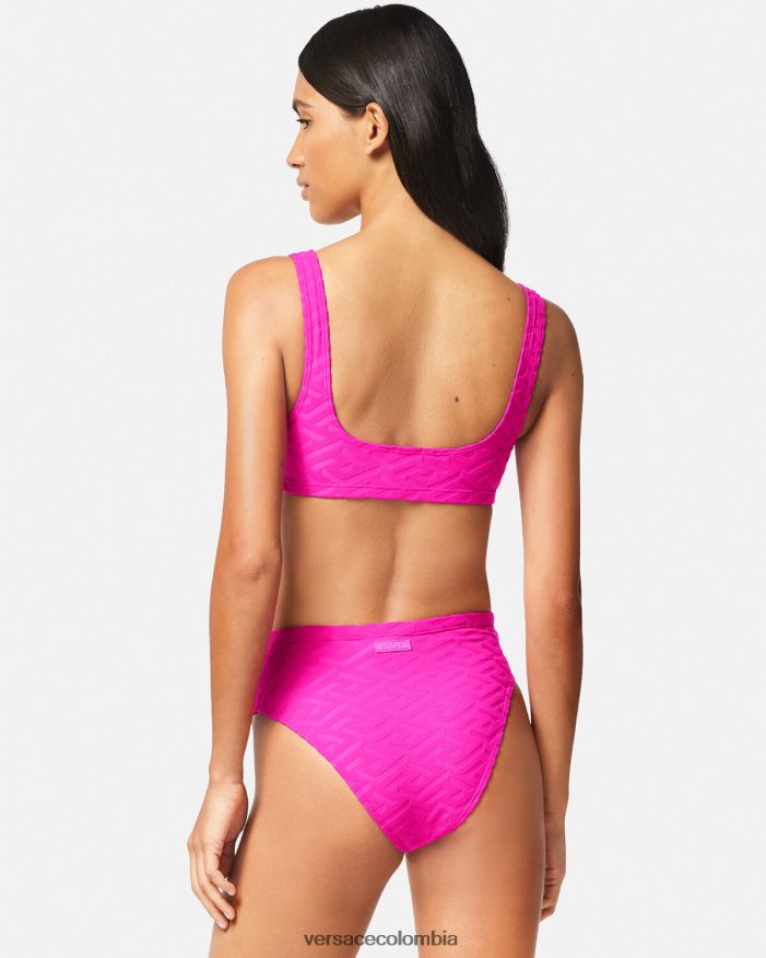 mujer braguitas de bikini de cintura alta la greca Versace fucsia 2RP40F1183 ropa interior y ropa de playa