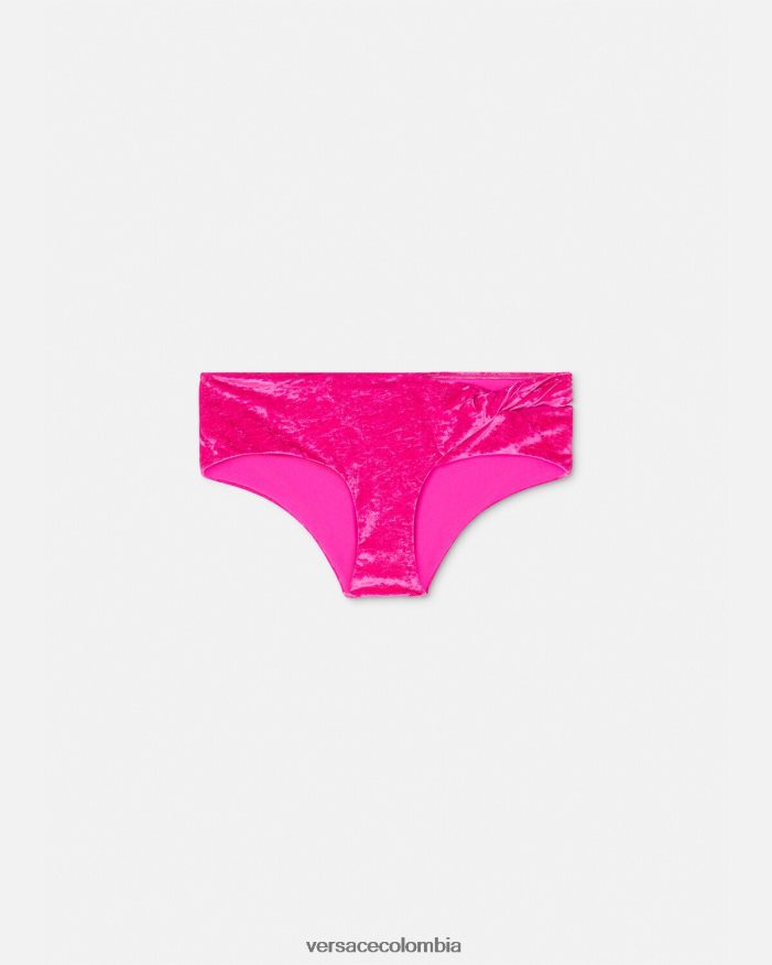mujer braguitas de bikini de terciopelo enrolladas Versace fucsia 2RP40F1174 ropa interior y ropa de playa