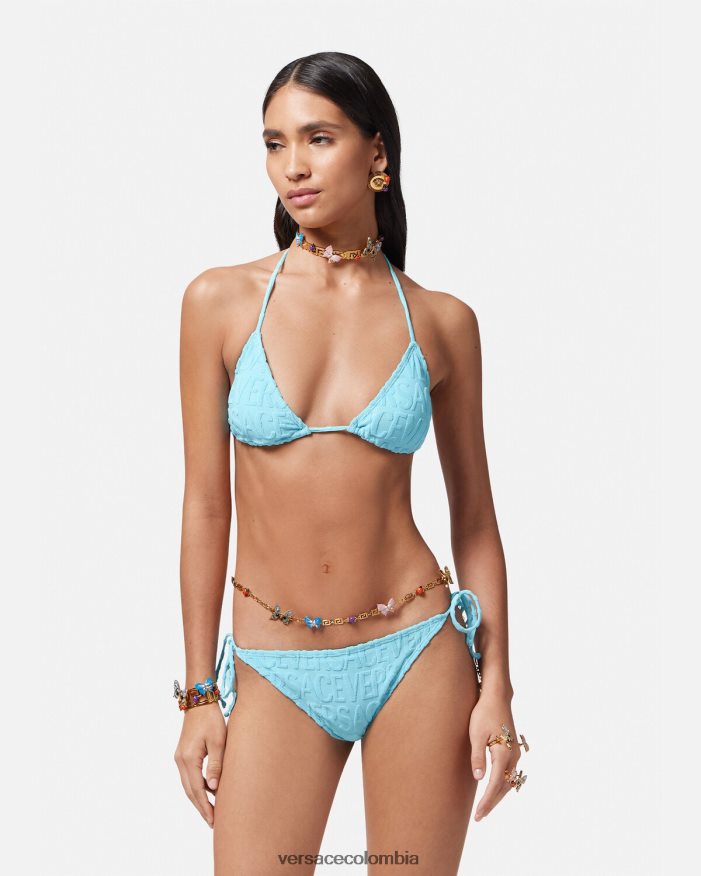 mujer braguitas de bikini de toalla Versace azul claro 2RP40F1121 ropa interior y ropa de playa