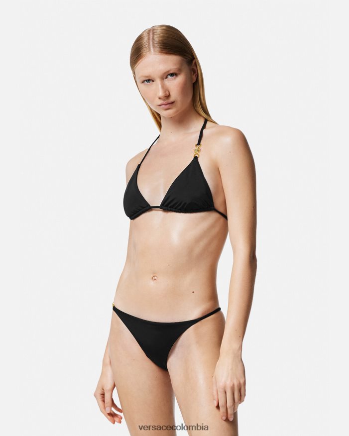 mujer braguitas de bikini de triángulo con medusa '95 Versace negro 2RP40F1146 ropa interior y ropa de playa