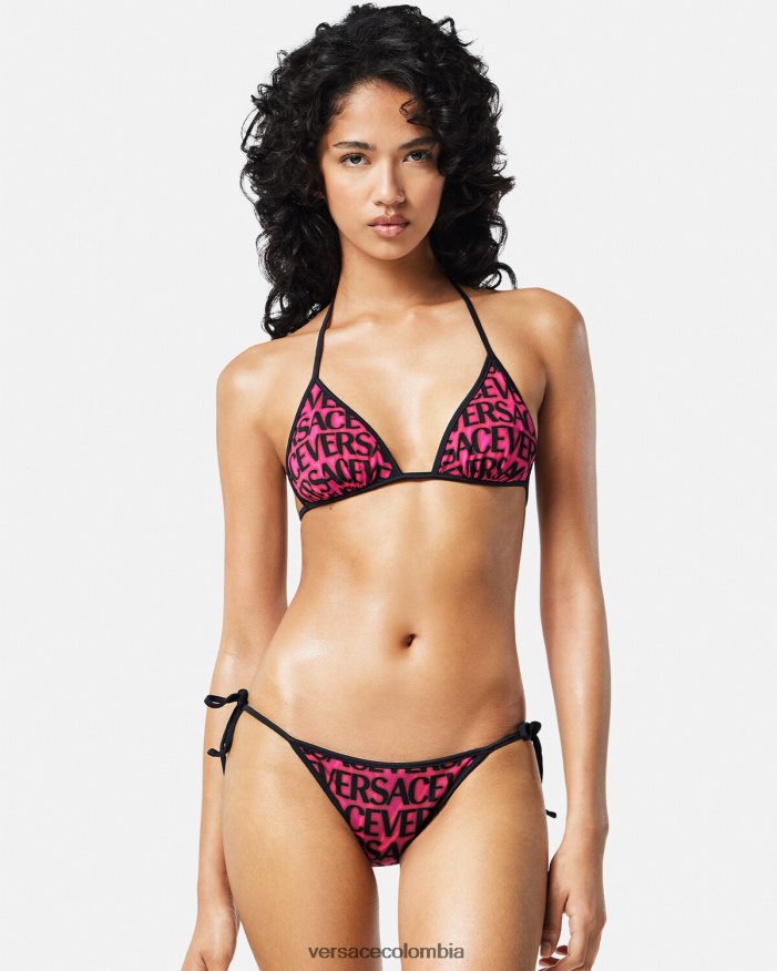 mujer braguitas de bikini reversibles Versace fucsia y estampado 2RP40F1168 ropa interior y ropa de playa