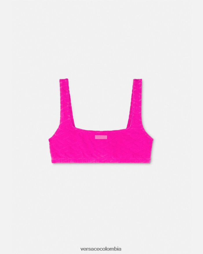 mujer top de bikini de toalla la greca Versace fucsia 2RP40F1182 ropa interior y ropa de playa