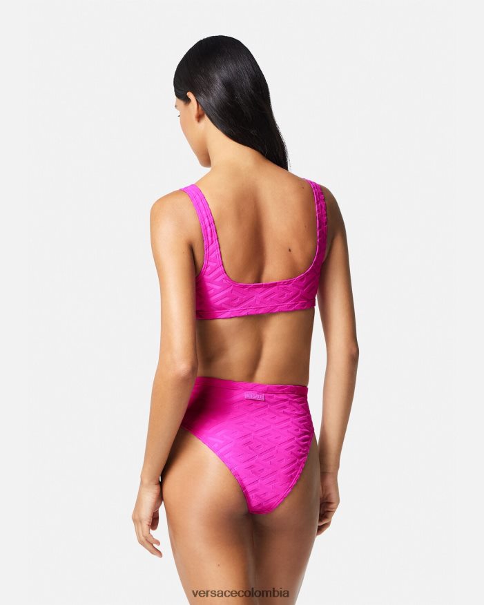 mujer top de bikini de toalla la greca Versace fucsia 2RP40F1182 ropa interior y ropa de playa