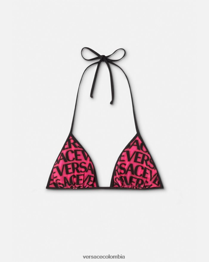 mujer top de bikini reversible Versace fucsia y estampado 2RP40F1165 ropa interior y ropa de playa