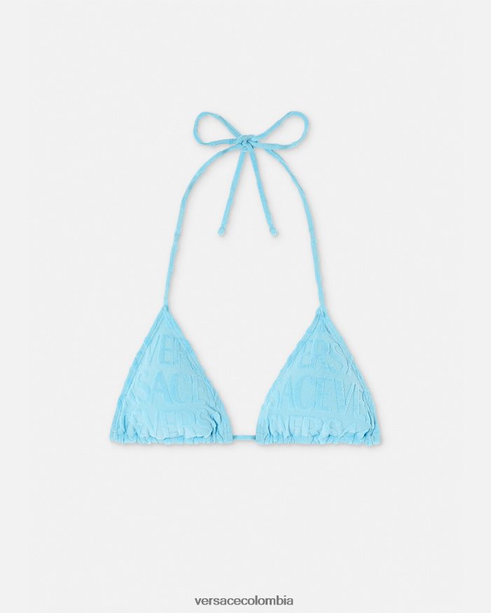 mujer top de bikini tipo toalla Versace azul claro 2RP40F1119 ropa interior y ropa de playa