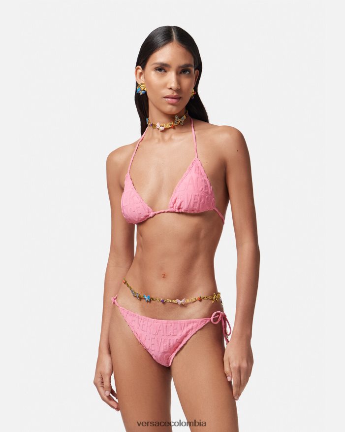 mujer top de bikini tipo toalla Versace rosa 2RP40F1118 ropa interior y ropa de playa