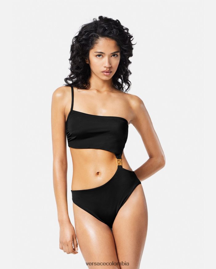 mujer traje de baño con abertura y greca Versace negro 2RP40F1181 ropa interior y ropa de playa