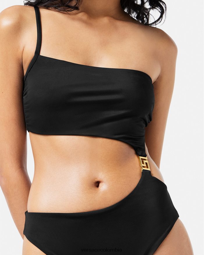 mujer traje de baño con abertura y greca Versace negro 2RP40F1181 ropa interior y ropa de playa