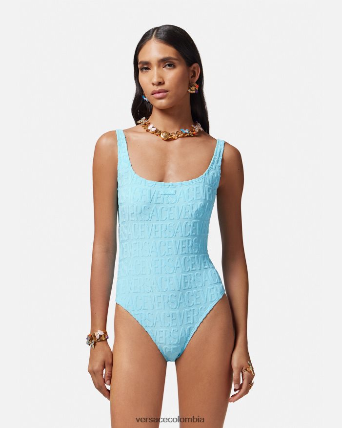 mujer traje de baño de toalla Versace azul claro 2RP40F1123 ropa interior y ropa de playa