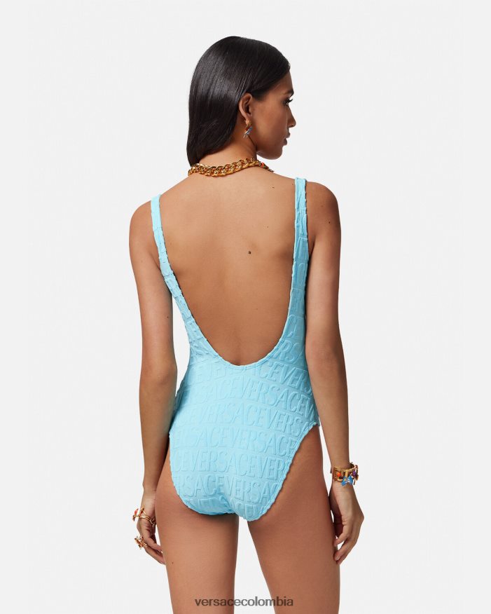 mujer traje de baño de toalla Versace azul claro 2RP40F1123 ropa interior y ropa de playa