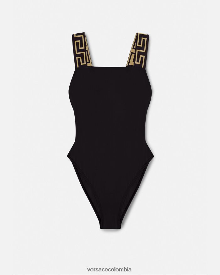 mujer traje de baño de una pieza con borde de greca Versace negro 2RP40F1160 ropa interior y ropa de playa