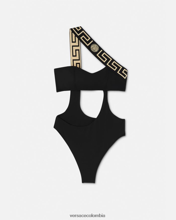 mujer traje de baño de una pieza con borde de greca Versace negro 2RP40F1161 ropa interior y ropa de playa