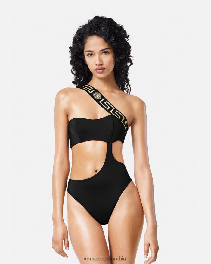 mujer traje de baño de una pieza con borde de greca Versace negro 2RP40F1161 ropa interior y ropa de playa