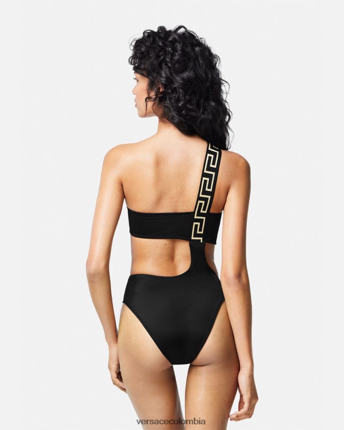 mujer traje de baño de una pieza con borde de greca Versace negro 2RP40F1161 ropa interior y ropa de playa