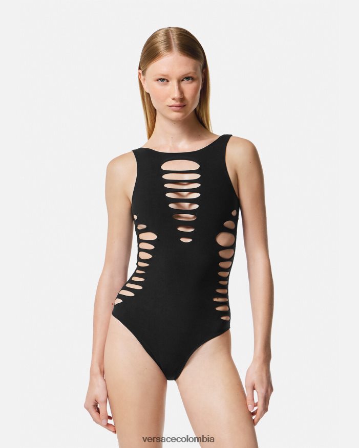 mujer traje de baño de una pieza con cortes Versace negro 2RP40F1185 ropa interior y ropa de playa