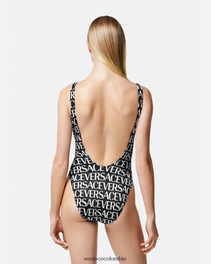 mujer traje de baño de una pieza con logo Versace negro y estampado 2RP40F1137 ropa interior y ropa de playa