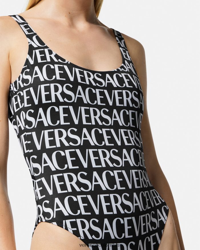 mujer traje de baño de una pieza con logo Versace negro y estampado 2RP40F1137 ropa interior y ropa de playa