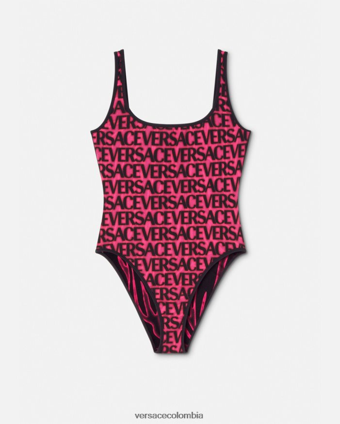 mujer traje de baño reversible Versace fucsia y estampado 2RP40F1170 ropa interior y ropa de playa