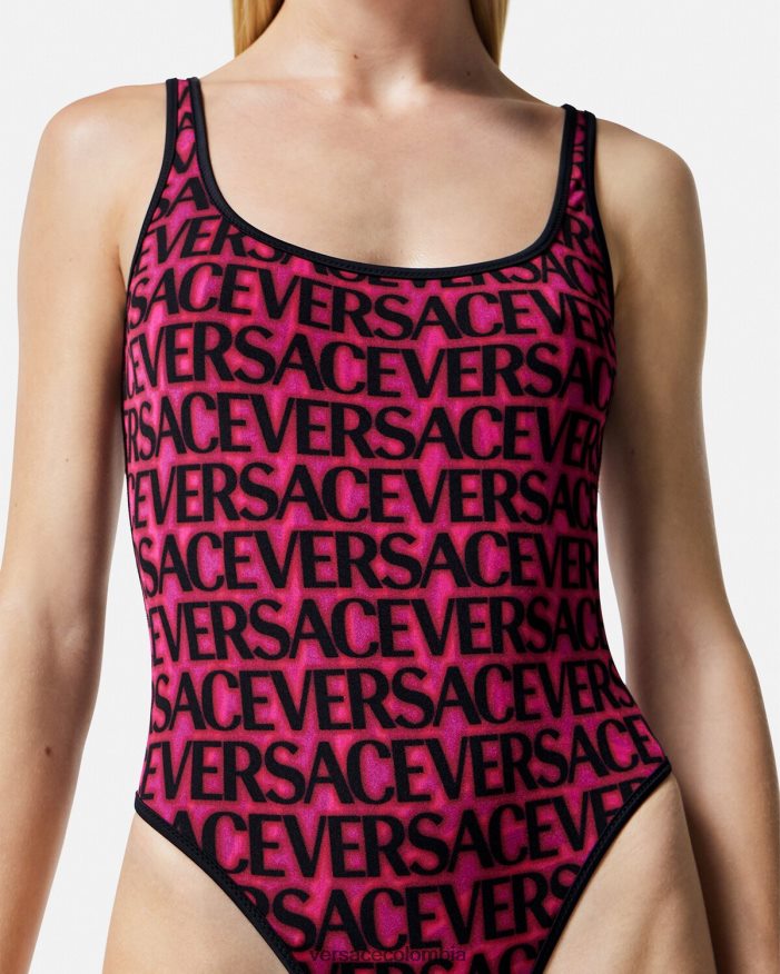mujer traje de baño reversible Versace fucsia y estampado 2RP40F1170 ropa interior y ropa de playa