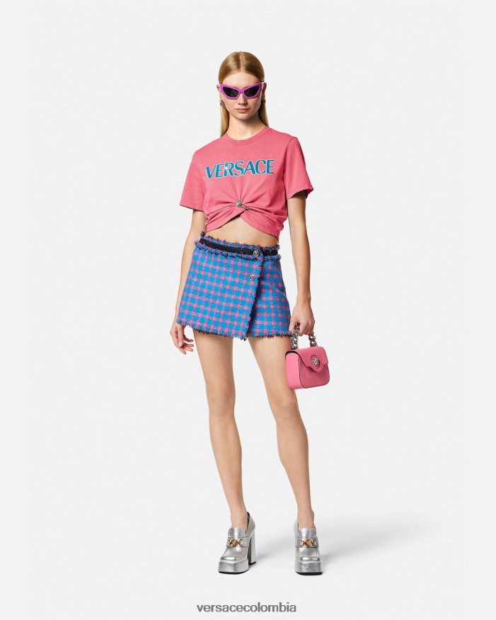 mujer camiseta con logo de imperdible Versace rosa 2RP40F139 ropa