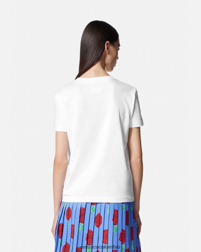mujer camiseta con logo de rosas Versace blanco 2RP40F2169 ropa