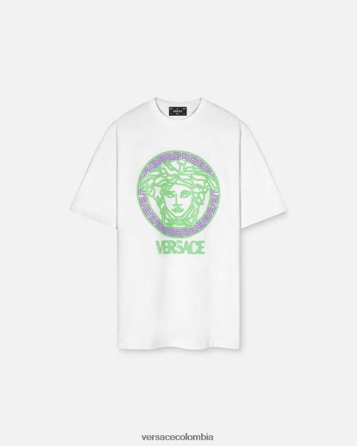 mujer camiseta con logo desgastado de Medusa Versace blanco 2RP40F135 ropa