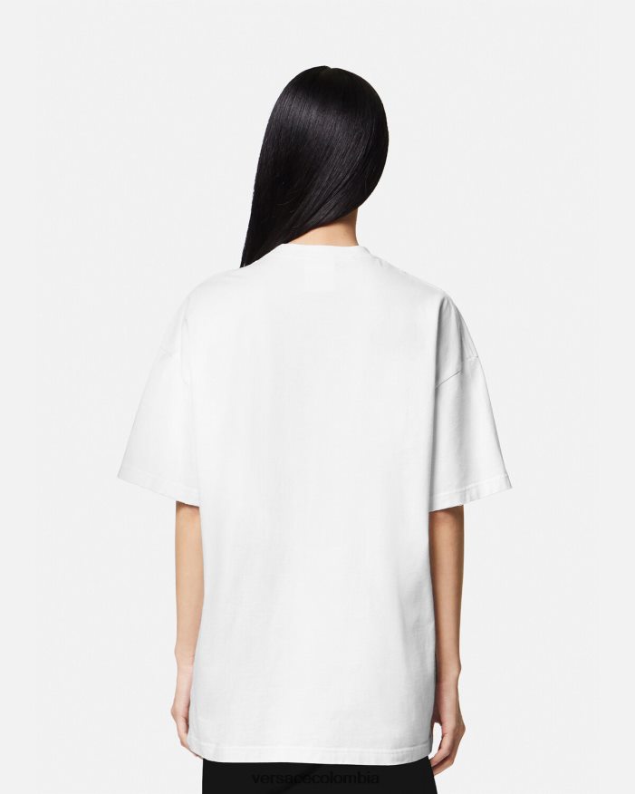 mujer camiseta con logo desgastado de Medusa Versace blanco 2RP40F135 ropa