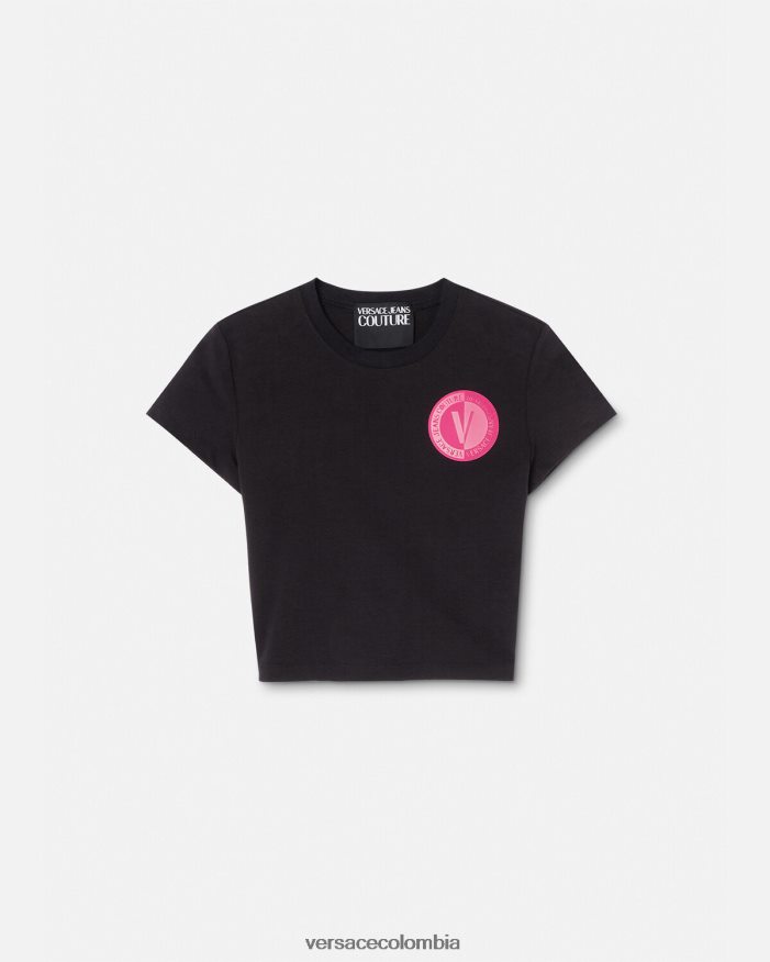 mujer camiseta corta con emblema en V Versace negro 2RP40F2230 ropa