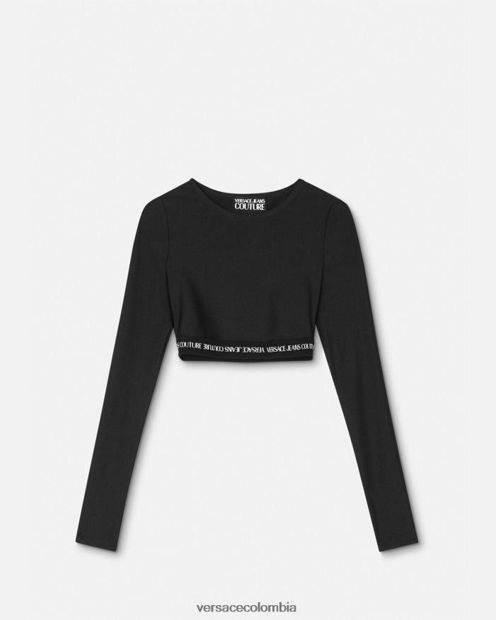 mujer camiseta corta con logo Versace negro 2RP40F2153 ropa