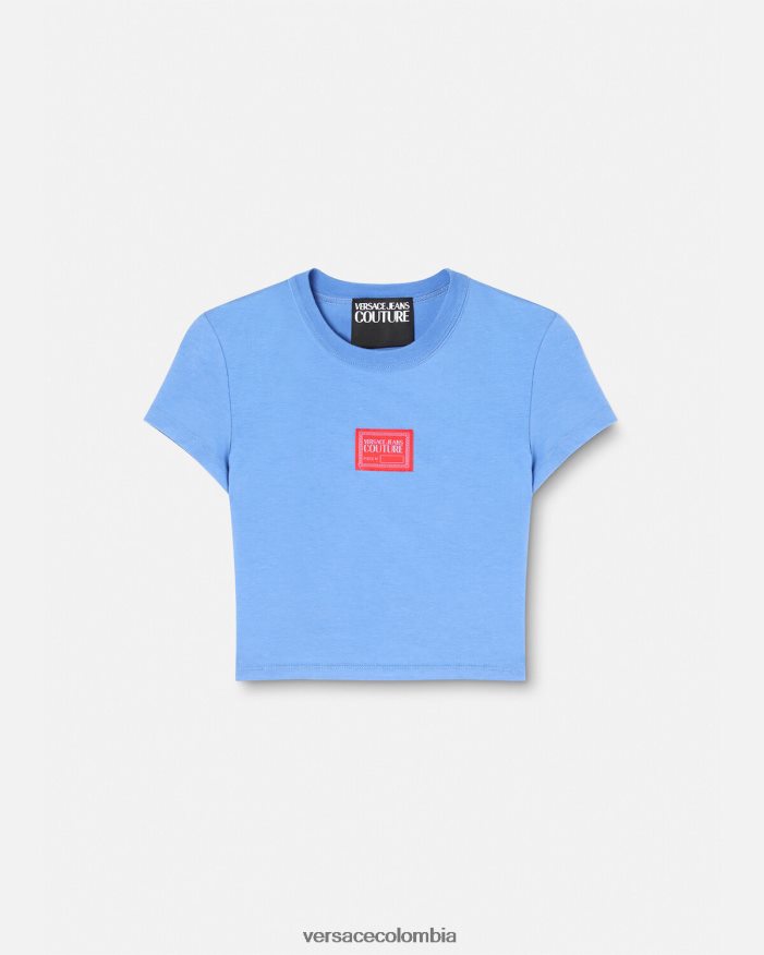mujer camiseta corta con número de pieza Versace azul claro 2RP40F2228 ropa