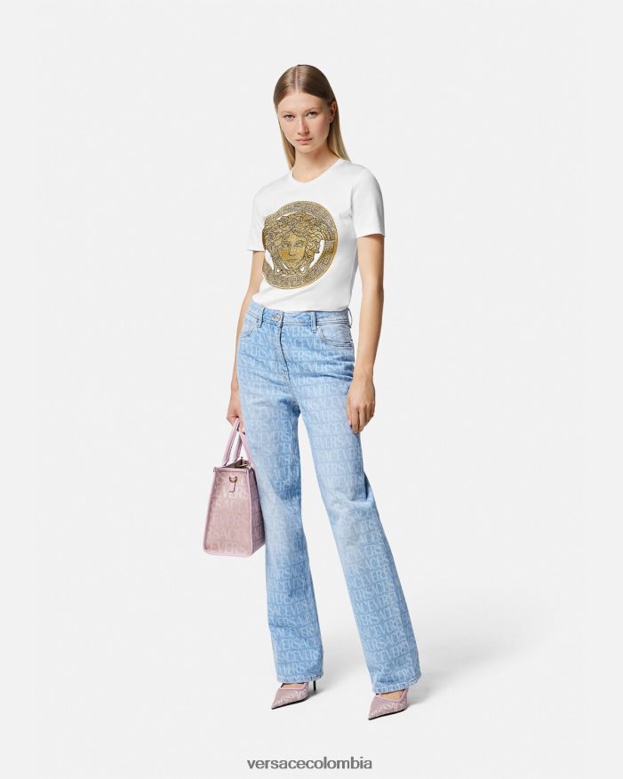 mujer camiseta cristal la medusa Versace Oro blanco 2RP40F133 ropa