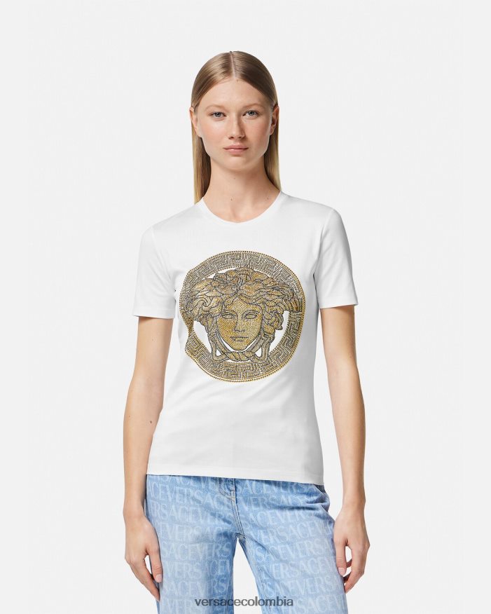 mujer camiseta cristal la medusa Versace Oro blanco 2RP40F133 ropa