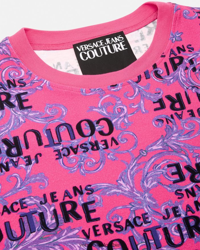 mujer camiseta de alta costura con logo Versace fucsia 2RP40F2221 ropa
